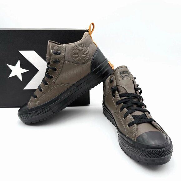 NEW Converse Malden Street Boot Mid Leather Water Repellent Men's Brown /Black - Picture 1 of 12